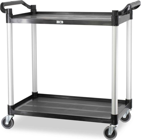 HCB® - Professionele Horeca Serveerwagen op wieltjes - 2 lagen - RVS HCB® - Professionele Horeca Serveerwagen op wieltjes - 2 lagen - RVS