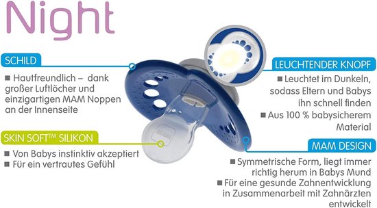MAM Day & Night MAM Air siliconen fopspeen 16 MAM Air Night, set van 4, incl. 2 steriliseertrasportboxen