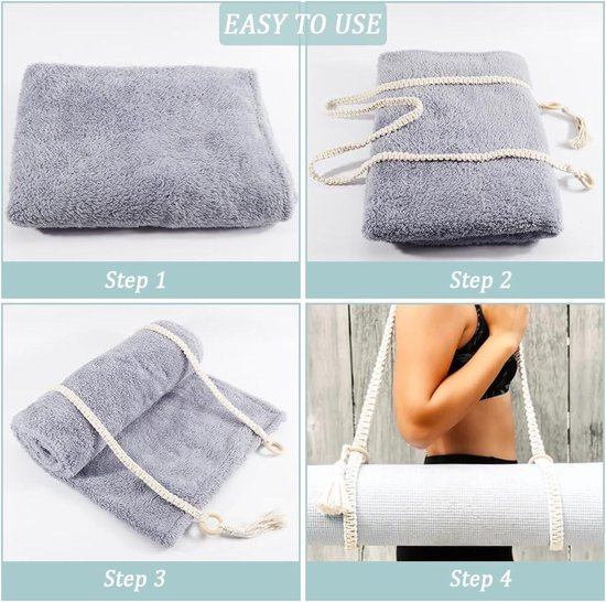 Yogamat draagriem - gebleekte amandel - instelbaar - reiskwast - katoen - gevlochten - yogadraagriem - sling - comfortabel - verstelbaar — afbeelding 5