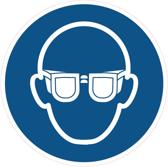 10 Stickers van 10 cm | Gebod Sticker oogbescherming verplicht ISO 7010 – M004