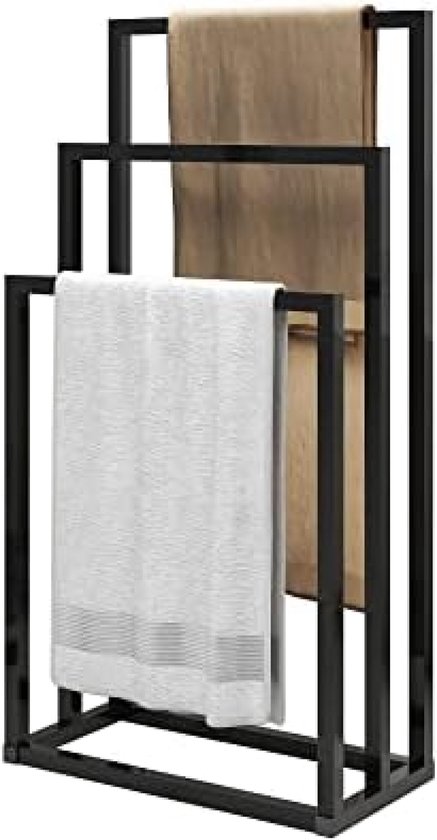 Handdoekenrek 3 niveaus van metaal (H86 cm) Homy Zwart - Badkamer decoratie