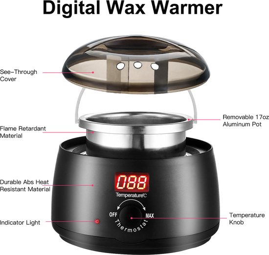 Zacro - Wax -  Pro Wax Ontharen Set - 500 ml Wax Apparaat  -  600 gram Waxbonen - Inclusief Spatels - voor lichaam en gezicht