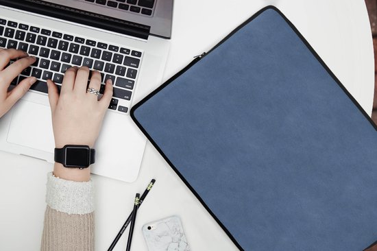 Housse pour ordinateur portable 17 pouces - Cuir - Blauw - Peau de bête - Housse pour ordinateur portable