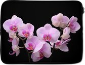Laptophoes - Bloemen - Roze - Zwart - Orchidee - Plant - Laptop sleeve - Laptop hoes - Laptop - 17 Inch - Laptophoes met print