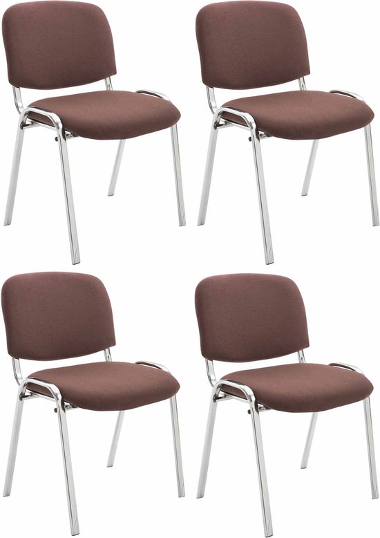 CLP Ken Set van 4 stoelen - Chroom - Stof bruin