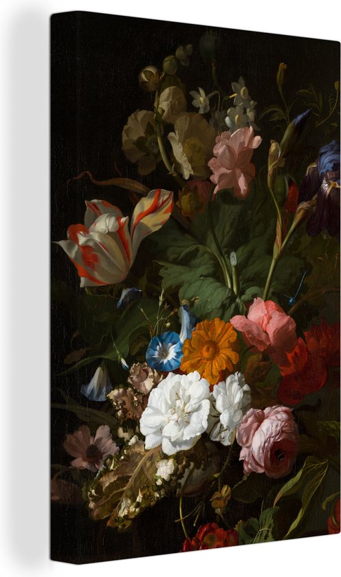 Canvas Schilderij Vaas met bloemen - Schilderij van Rachel Ruysch - 80x120 cm - Wanddecoratie