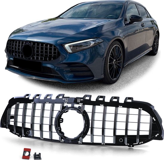 Sport Grill Voor Mercedes A Klasse W177 Vanaf 2018 Amg A35 A45 GT Look Glans Zwart / Chrome