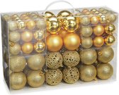 100x morceaux de boules de Noël en plastique or 3, 4 et 6 cm