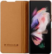 Nillkin Qin Pro Hoesje voor de Samsung Galaxy Z Fold 4 - Book Case met Camera Slider - Ruimte voor Twee Pasjes Bruin