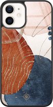 Casimoda® hoesje - Geschikt voor iPhone 12 - Abstract Terracotta - Luxe Hard Case Zwart - Backcover telefoonhoesje - Multi