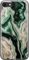 Casimoda® hoesje - Geschikt voor iPhone SE (2020) - Groen marmer / Marble - Siliconen/TPU telefoonhoesje - Backcover - Marmer - Groen