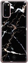 Casimoda® hoesje - Geschikt voor Samsung S20 - Marmer Zwart - Backcover - Siliconen/TPU - Bruin/beige