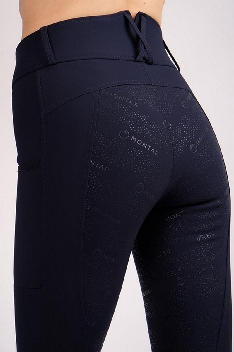 Rijlegging voor dames, volledige bekleding met telefoonzak, hoge taille, rijbroek voor dames en meisjes, stretch met riemlussen, Kaki, S