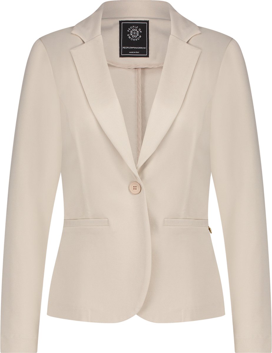 BASIC TRICOT STRETCH BLAZER - Maat M - Kleur Sand