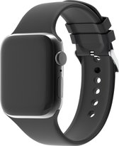 Strap-it Siliconen gesp band - Geschikt voor Apple Watch bandje - Series 1/2/3/4/5/6/7/8/9/SE - Zwart - Siliconen bandje met gesp - iWatch bandje maat: 38 mm 40 mm 41 mm - Grootte: S/M
