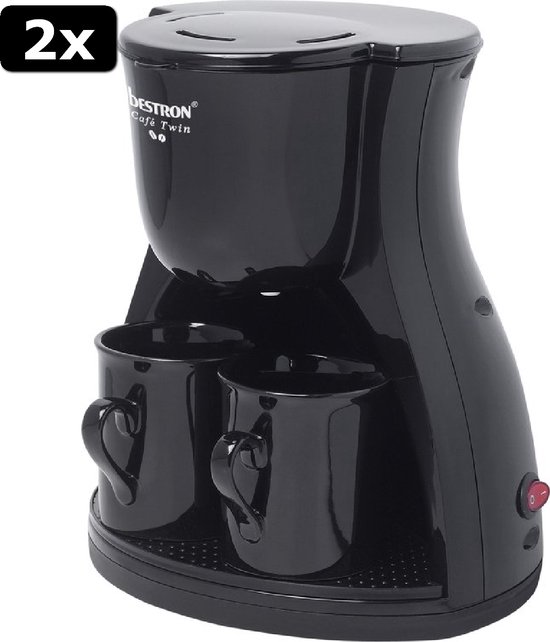 2x Cafetière à filtre Bestron pour 2 tasses de café, Machine à café Duo-Filter  avec... | bol