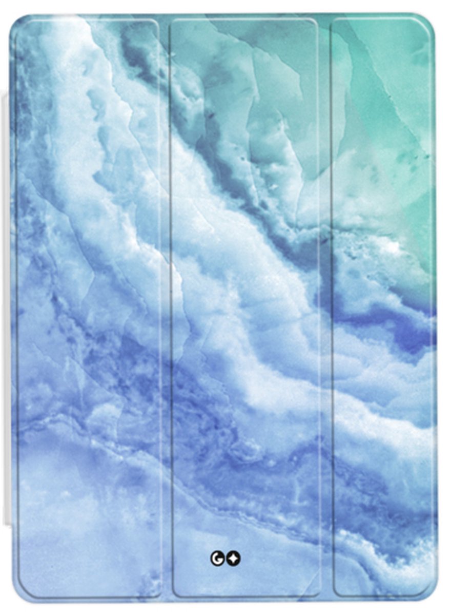 Apple Ipad Air 2020 En 2022 Smartcover - Standaard en bescherming - met magneten - Marmeren printcollectie - Marble Stone Luxury - Lichtblauw