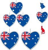 6-delige hou van Australie versiering set hartjes van 14 cm en 28 cm en grote deco thema hanger - vlaggen decoraties