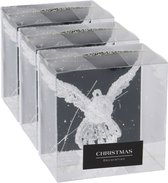 3x stuks acryl vogel kersthangers transparant 10 cm kerstornamenten - Acryl ornamenten kerstversiering