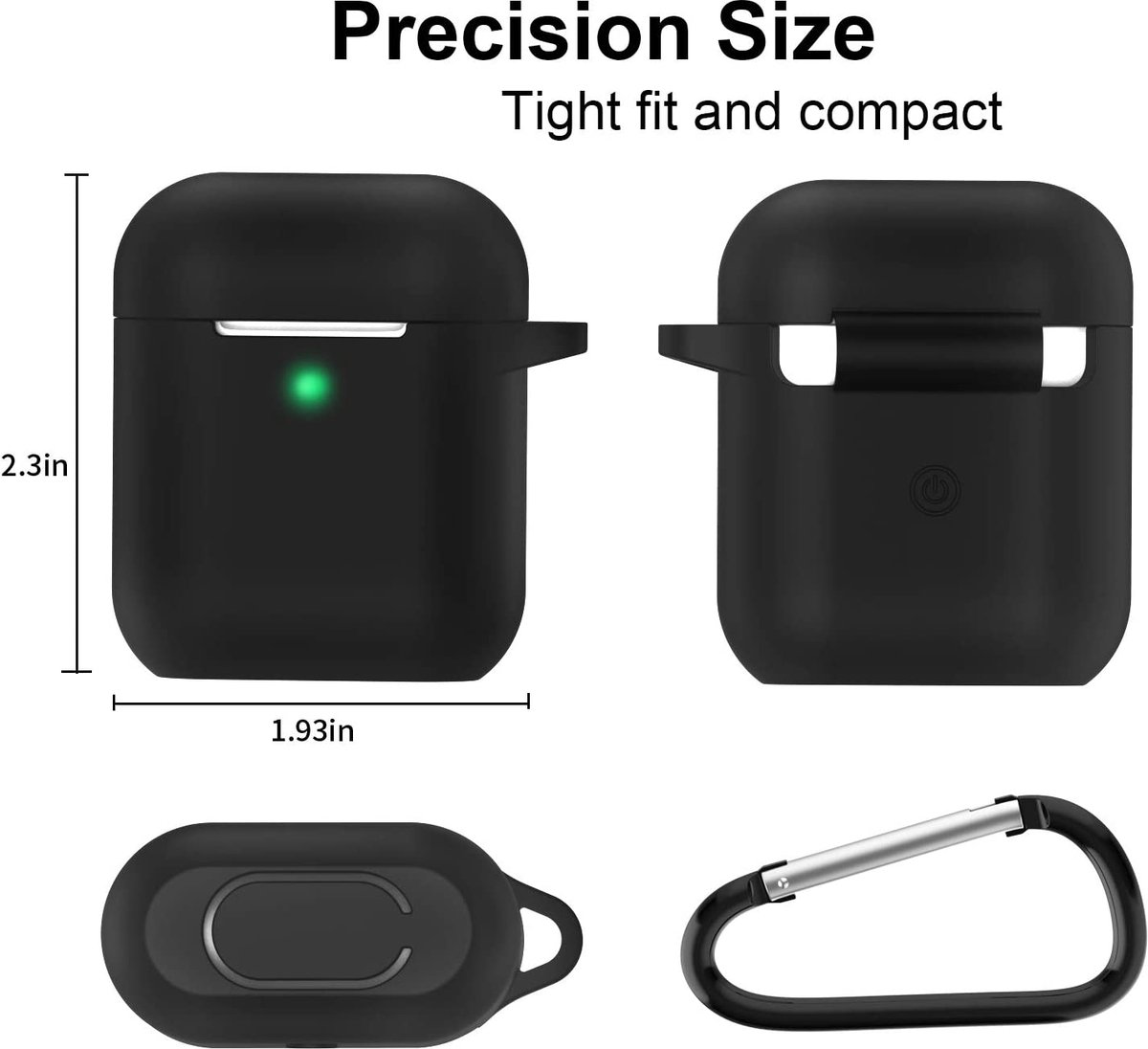 Hoes voor Apple AirPods Hoesje Siliconen Case Cover (met handige haak) - Zwart