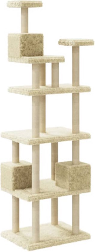VDXL Kattenmeubel met sisal krabpalen 188 cm crèmekleurig
