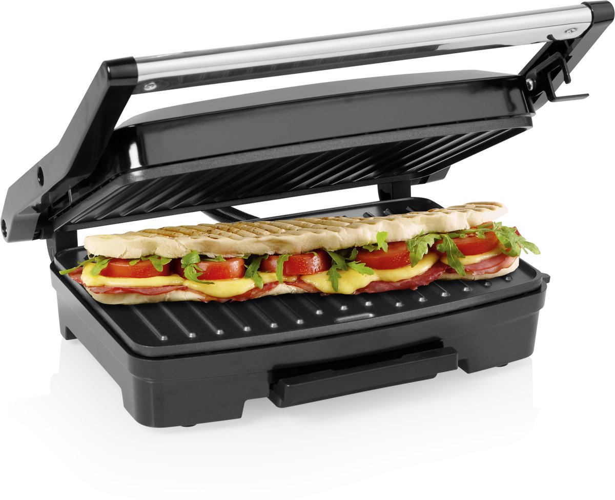 Princess 117501 Contact Grill compact – Bakoppervlak van 23 x 15 cm – Vetopvangbak - RVS Design -750 Watt
