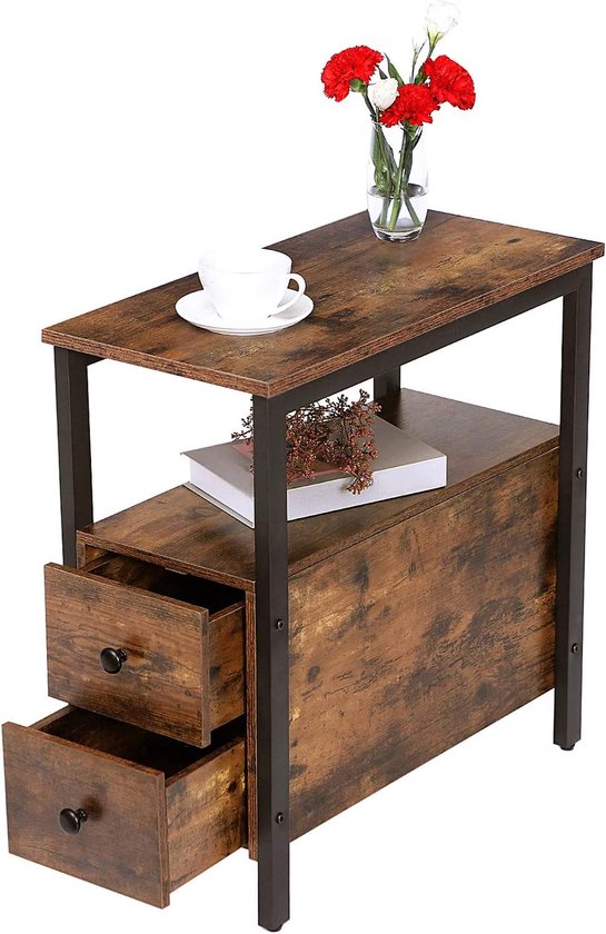 Nachtkastje met 2 laden - 48 x 30 x 61,5 cm - Houtlook - Industriële