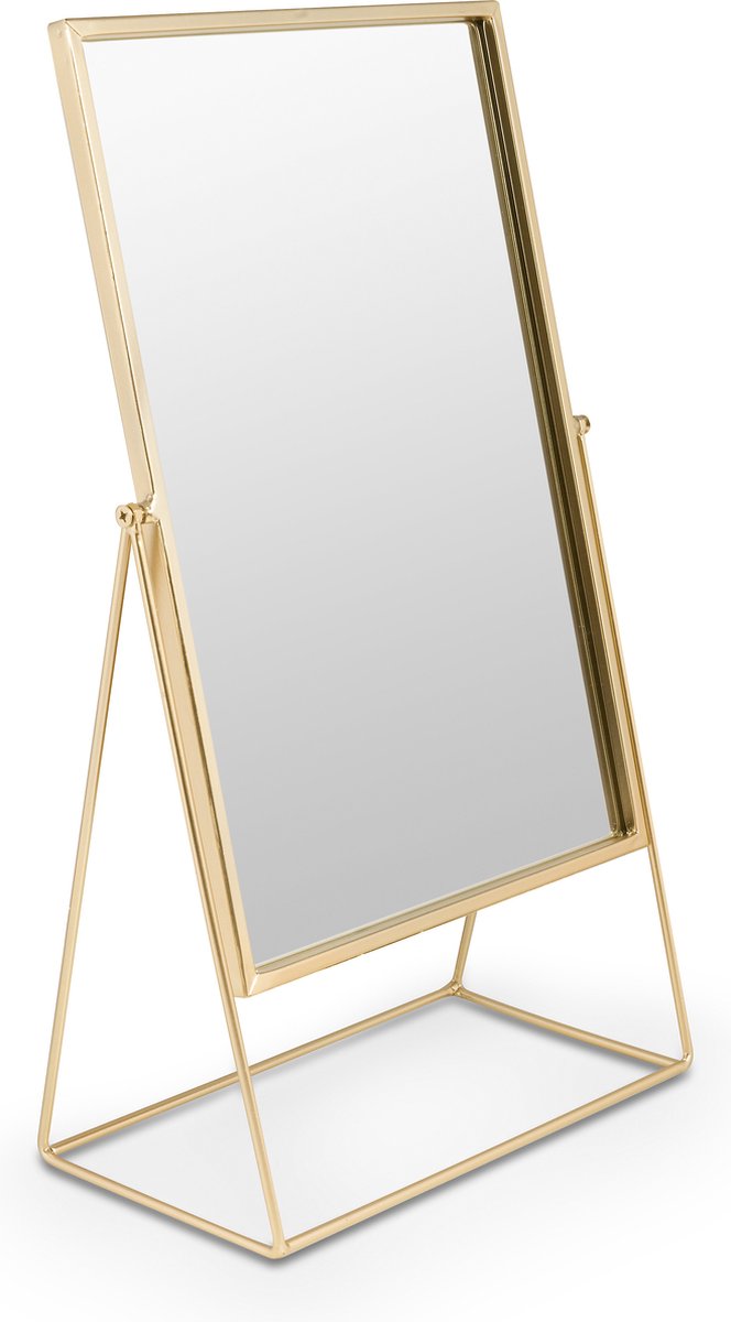 vtwonen - Basic - Spiegel - Staand - Goud - Standaard - Woondecoratie - Metaal - 26,5x14x43cm