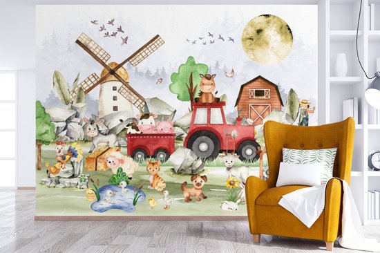 Papier peint - Papiers Papier peint photo Enfants - Ferme - Animaux - Largeur 295 cm x Hauteur 220 cm