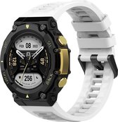 Siliconen Smartwatch bandje - Geschikt voor Amazfit T-Rex 2 siliconen bandje - wit - Strap-it Horlogeband / Polsband / Armband