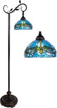 Lampadaire Tiffany 152 cm Blauw Brun Plastique Glas Rond Lampadaire Glas Lampe Plombs