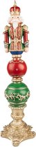 Notenkraker kerst - 60 cm hoog - rood/groen kunststof - kerstdecoratie
