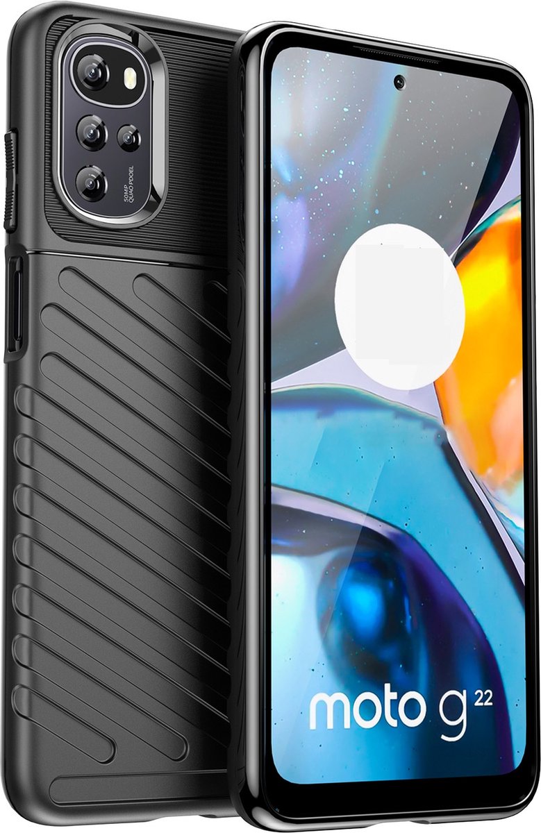 Mobigear Hoesje geschikt voor Motorola Moto E32s Telefoonhoesje Flexibel TPU | Mobigear Groove Backcover | Moto E32s Case | Back Cover - Zwart