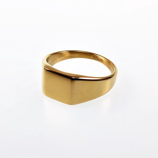 Smalle Zegelring Dames en Heren - Stalen Goud Kleur - Unisex Ring