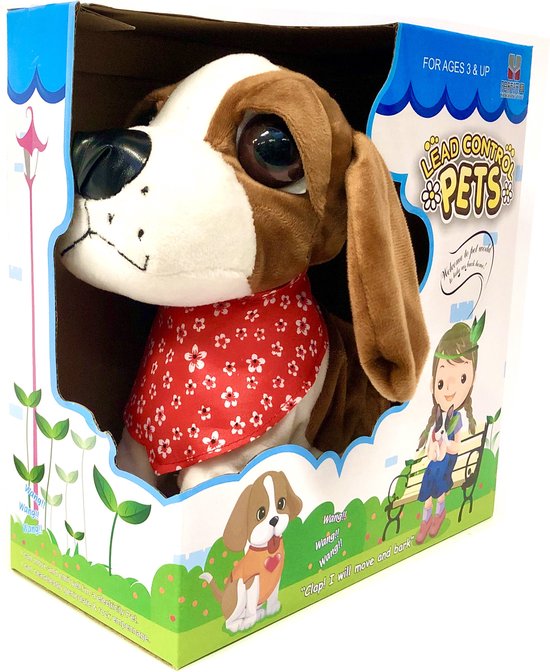 Interactieve Speelgoed Hond - basset hondje - Pluchen Knuffel - 7 verschillende kunstjes - Clap dog- 29CM (incl. batterijen) - Merkloos