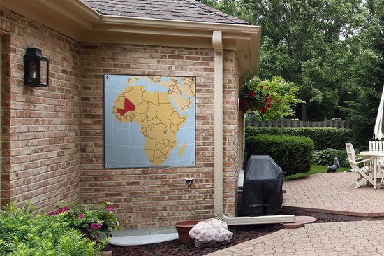 Affiche de jardin Illustration du Mali sur la carte africaine 100x100 cm - Toile de jardin / Toile d'extérieur / Peintures d'extérieur (décoration de jardin)