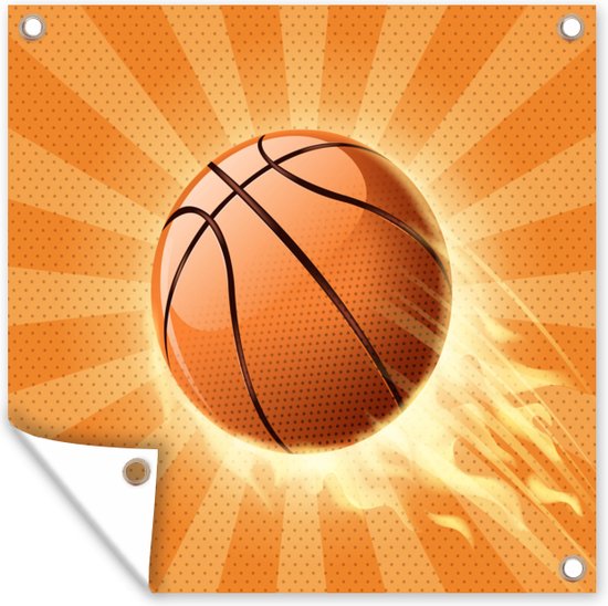 Une illustration de couleur orange d'un ballon de basket qui fait du speed  garden... | bol.com