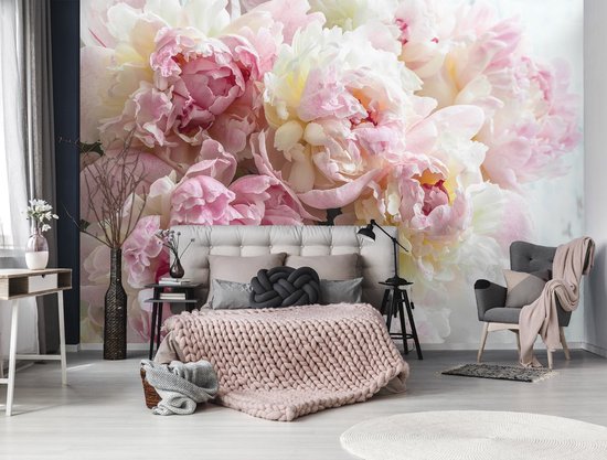 Photo Wallpaper King - Papier peint Papier peint photo - Papier peint - Pivoines roses et Witte - Roses - Fleurs - Fleurs - 208 x 146 cm - Papier peint non tissé peint intissé