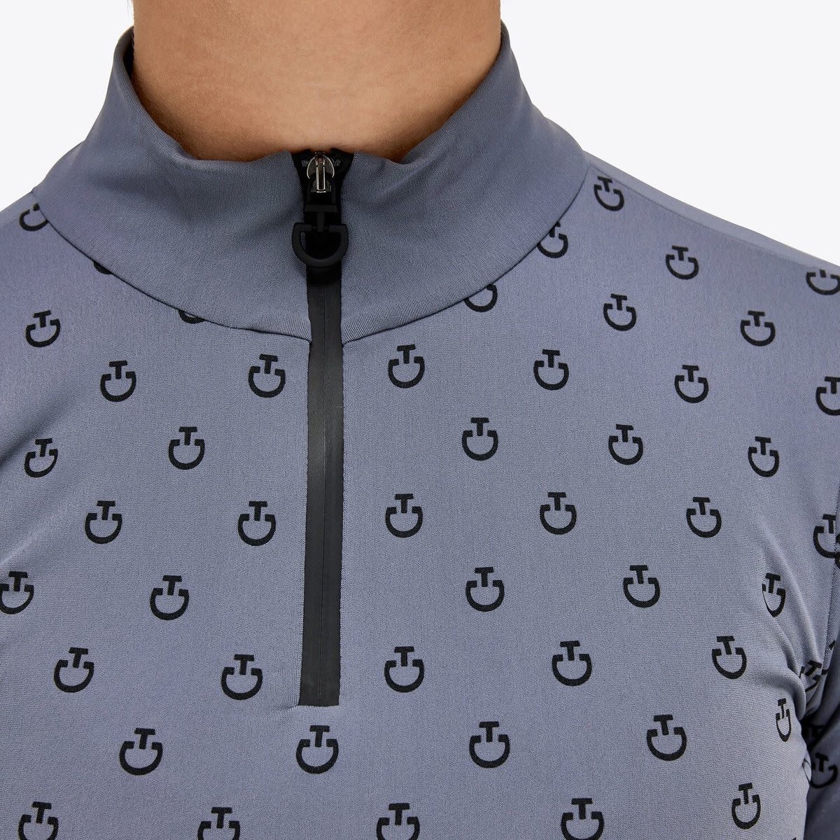 Shirt CT mini print jersey coltrui met rits Grey (8980) - 10 | Winterkleding ruiter