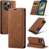 Casemania Hoesje Geschikt voor Apple iPhone 14 Pro Sienna Brown - Portemonnee Book Case