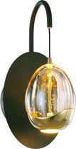 Sierlijke wandlamp Golden Egg | 1 lichts | goud / zwart | glas / metaal | 27 cm hoog | Ø 9,5 cm | eetkamer / hal / woonkamer / slaapkamer lamp | modern / sfeervol / romantisch design