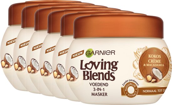 Verslaafde Kwelling gisteren Garnier Loving Blends Kokos & Macadamia Haarmasker - 6 x 300 ml -  Voordeelverpakking | bol.com