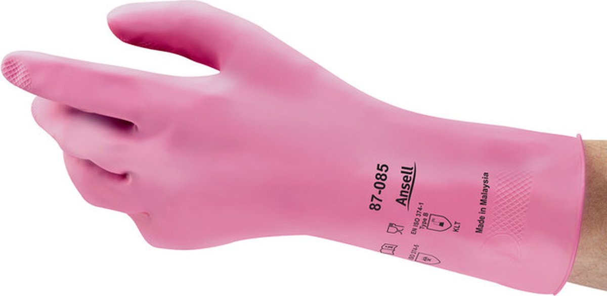 Goedkoopste AlphaTec® 87-085 - Chemische beschermende handschoenen, Huishouden, Latex, L, Roze, 12 paar