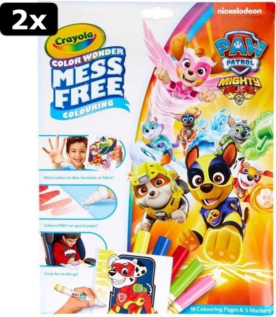 Kit Creativo Color Wonder Crayola Paw Patrol Jungle Pups – Colorazione Senza Macchie, 3 Pennarelli E 8 Pagine, Da 3 Anni