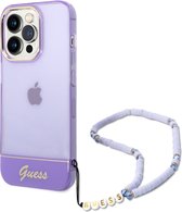 GUESS TPU Back Cover Telefoonhoesje voor Apple iPhone 14 Pro Max - Paars Transparant - Bescherming & Stijl