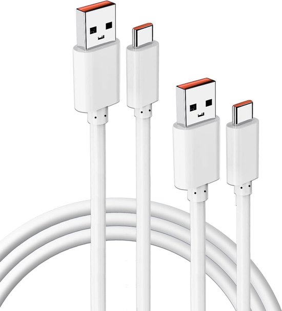2 pack USB C kabel Wit geschikt voor Samsung S8, S9, S10, S20, S21, S22  Plus & S22... | bol.com