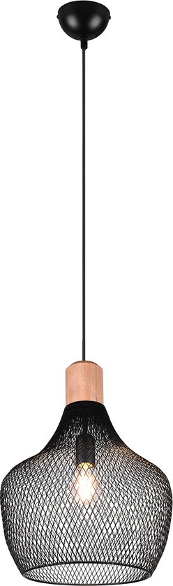 LED Hanglamp - Hangverlichting - Torna Jenna XL - E27 Fitting - 1-lichts - Rond - Mat Zwart - Aluminium