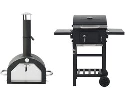 vidaXL Pizzaoven en barbecue 3-in-1 zwart