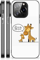 Smartphone Hoesje iPhone 14 Pro Trendy Telefoonhoesjes met Zwarte rand Giraffe