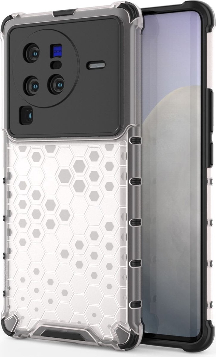 Mobigear Hoesje geschikt voor Vivo X80 Pro Telefoonhoesje Hardcase | Mobigear Honeycomb Backcover Shockproof | Schokbestendig X80 Pro Telefoonhoesje | Anti Shock Proof - Wit